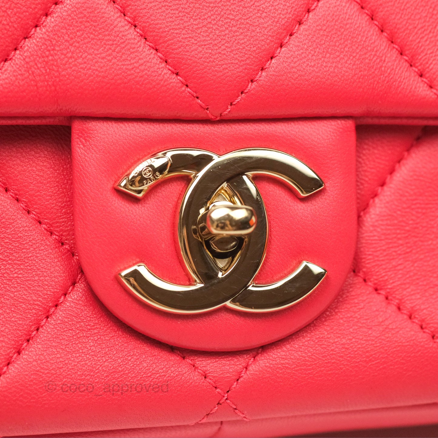 Chanel Quilted Resin Bi-Color Chain Flap Bag Dark Pink Lambskin