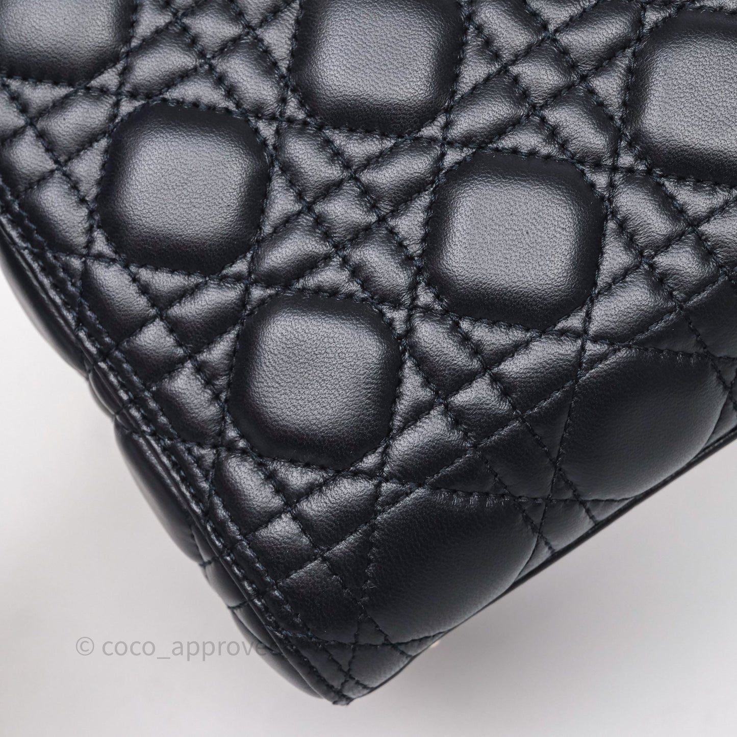 Christian Dior Medium Lady Dior Navy Lambskin Gold Hardware