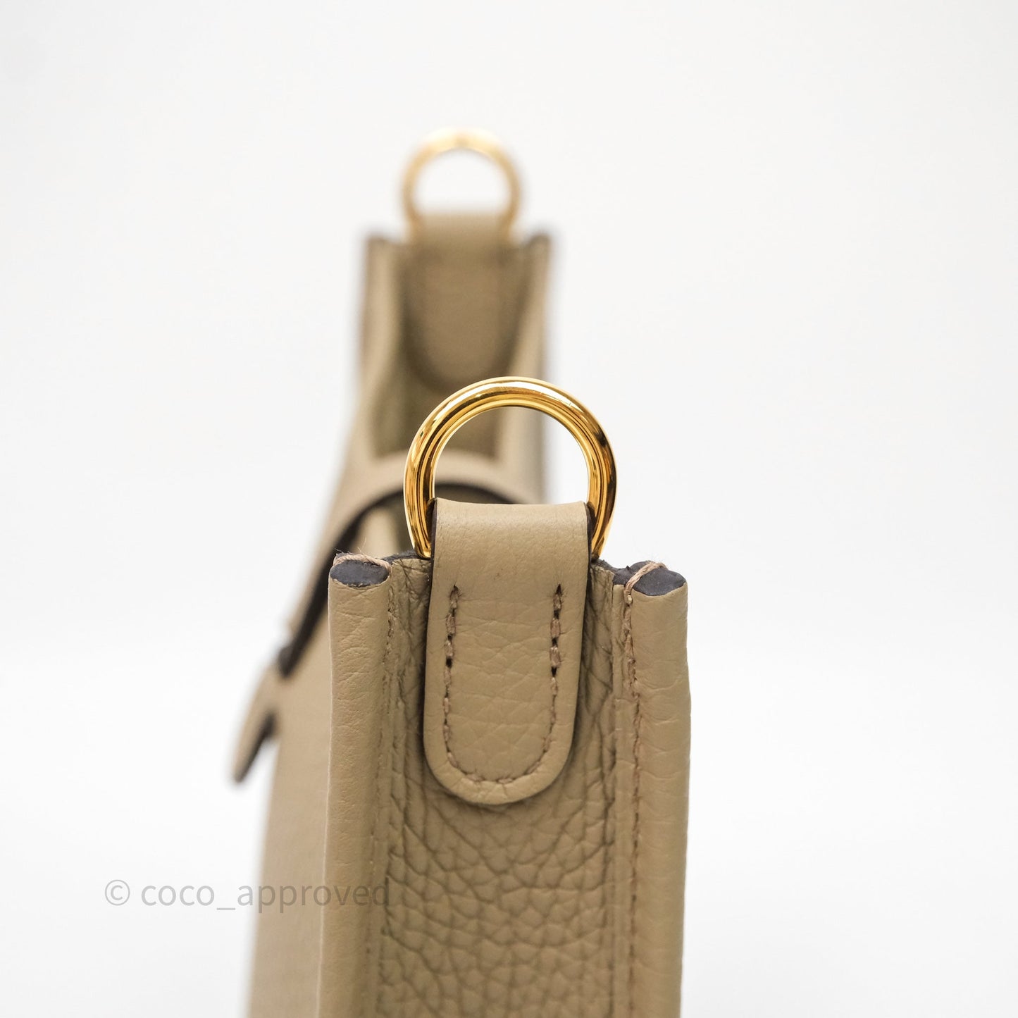 Hermès Mini Evelyne 16 Beige Marfa 8Q Clemence Gold Hardware