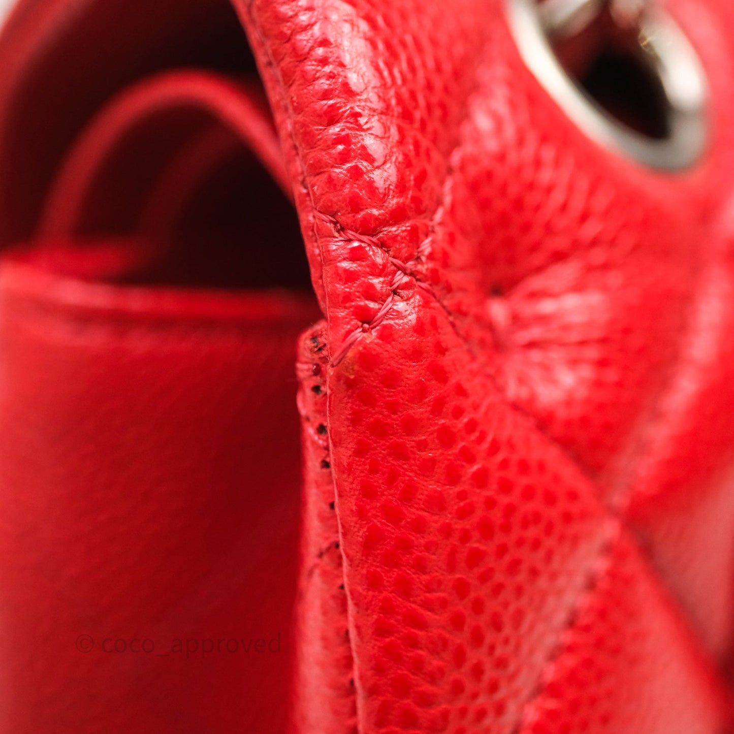 Chanel Small Classic Flap Quilted Red Caviar Silver Hardware