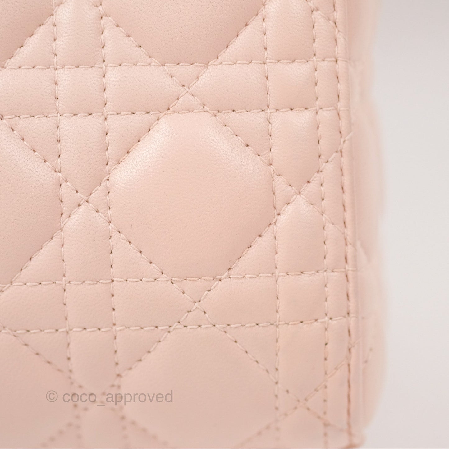Christian Dior Medium Lady Dior Cannage Light Pink Lambskin Gold Hardware