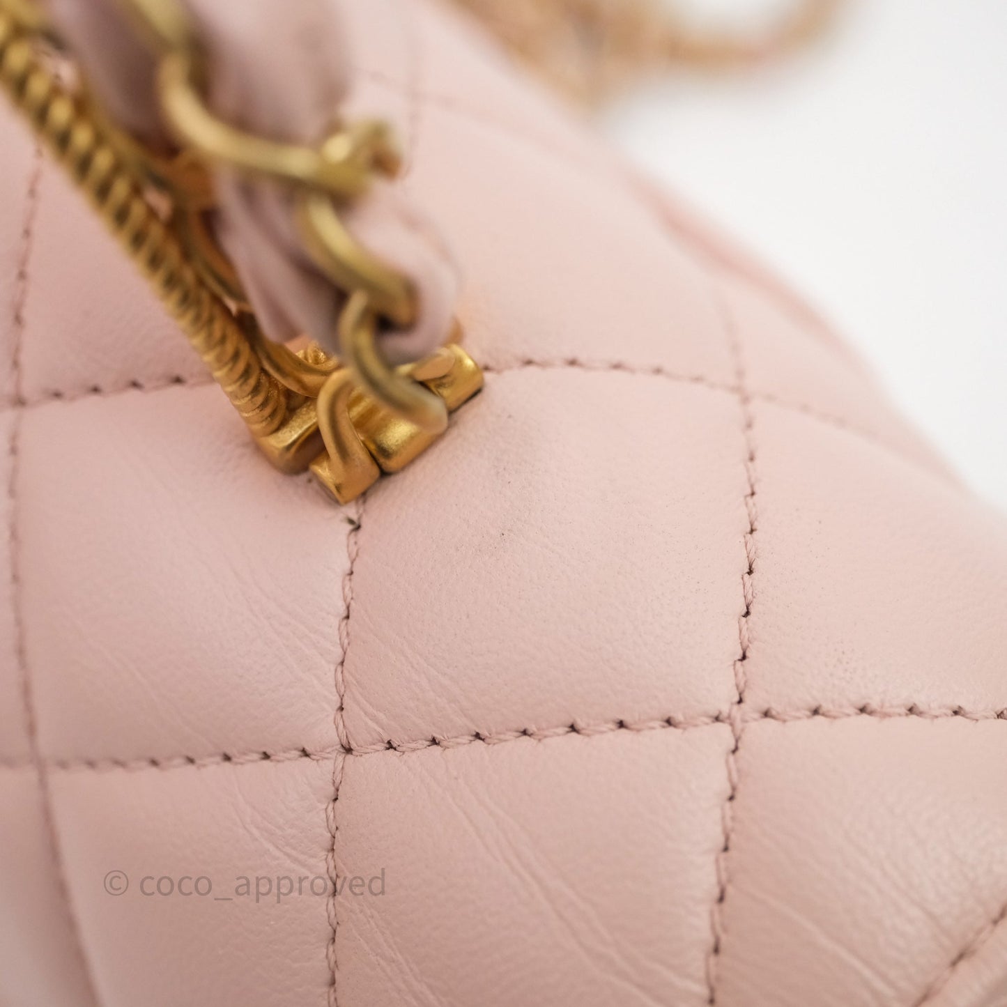 Chanel Top Handle Mini Rectangular Flap Bag Pink Lambskin Aged Gold Hardware