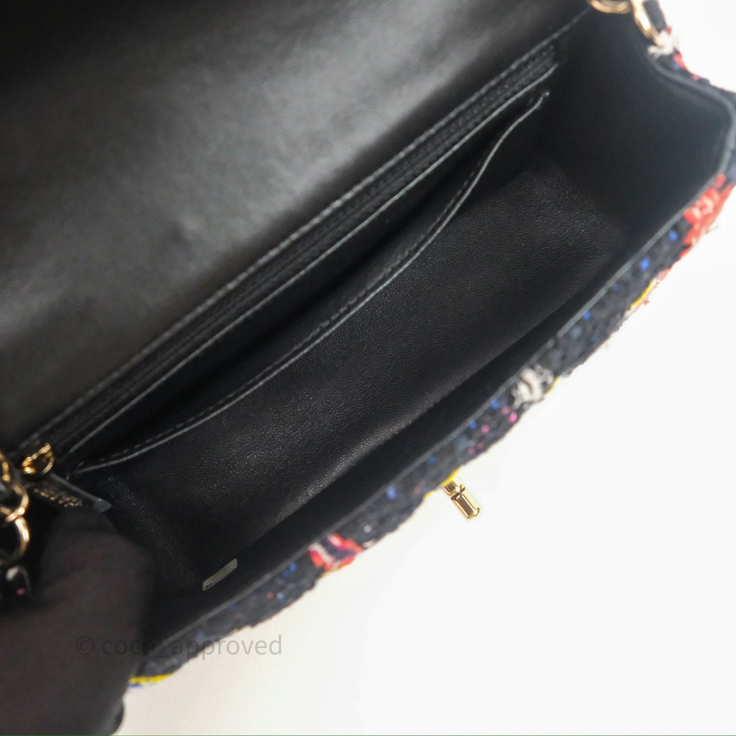 Chanel Mini Rectangular Flap Navy Tweed Gold Hardware