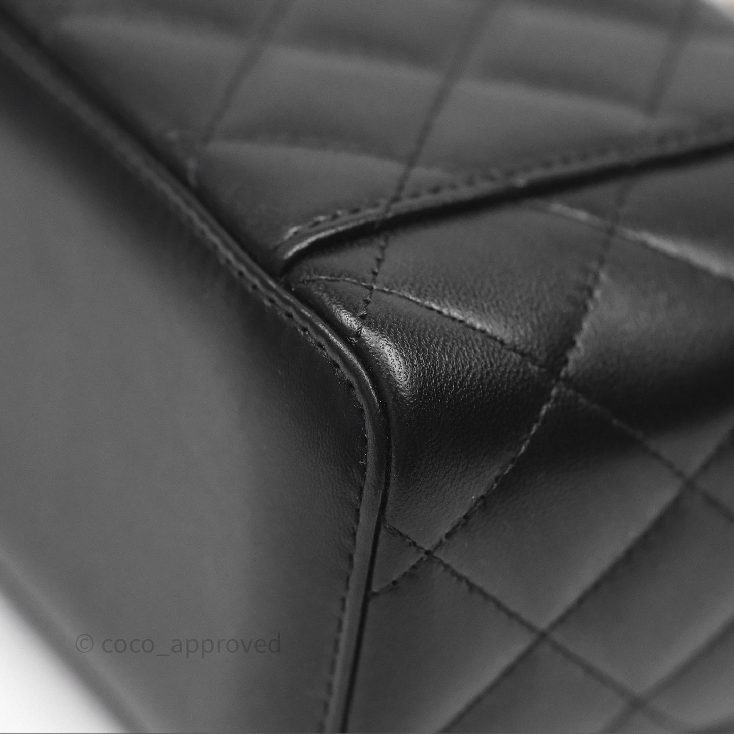 Chanel Classic Vanity Rectangular Top Handle With Chain Black Lambskin Gold Hardware