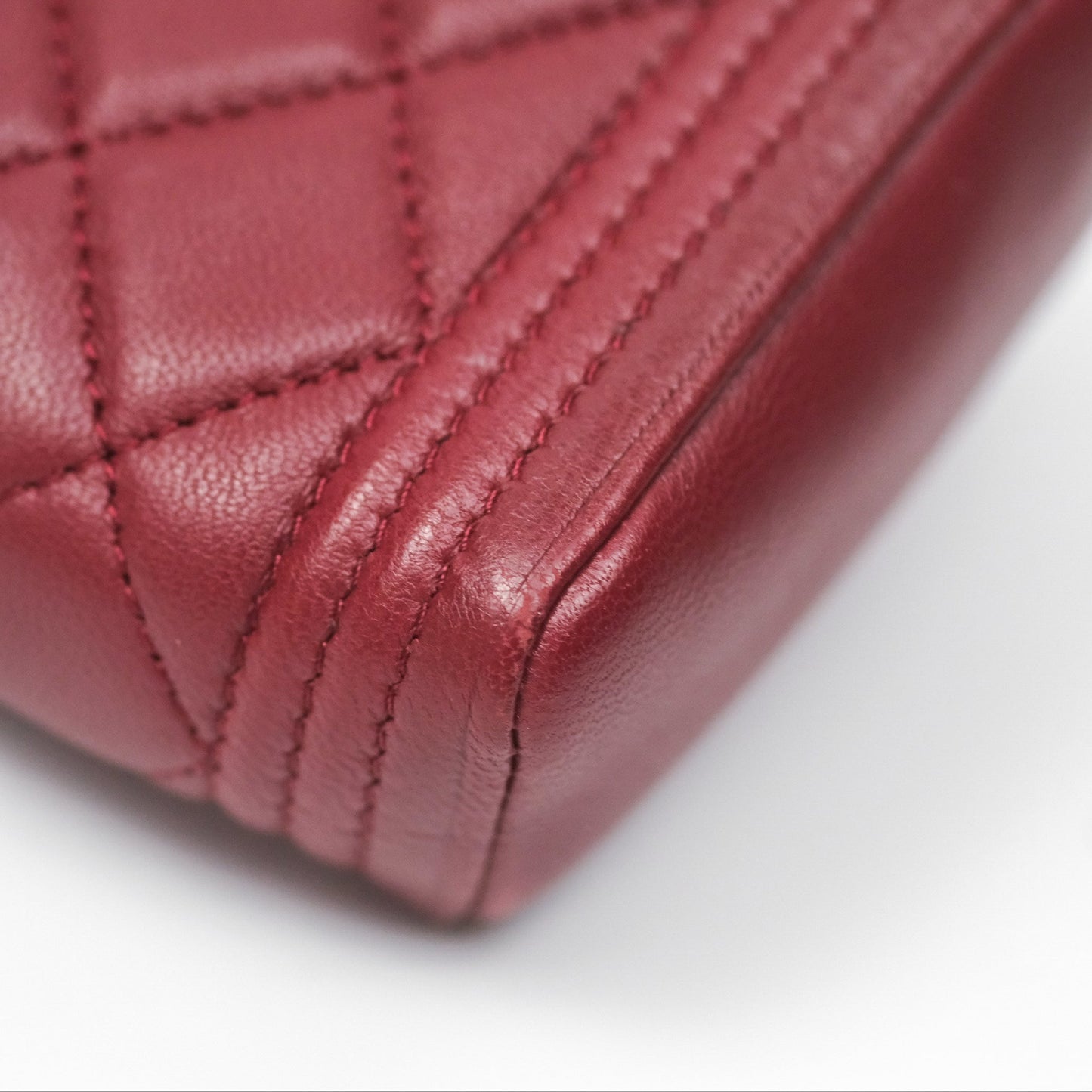 Chanel Quilted Boy Coin Case Dark Red Aged Gold Hardware