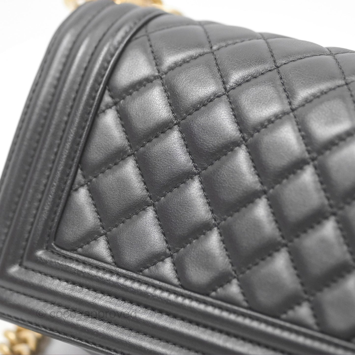 Chanel Small Boy Black Lambskin Aged Gold Hardware