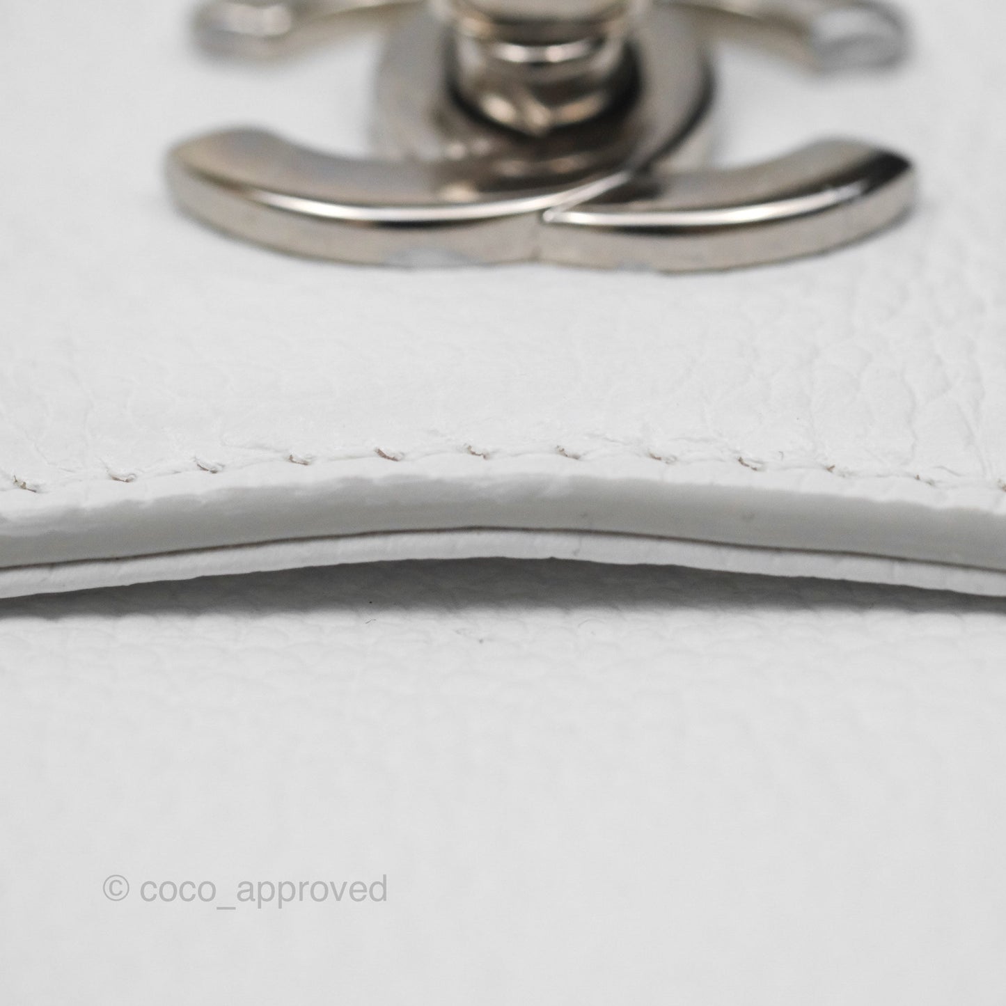 Chanel Mini Neo Executive Shopper Tote White Grained Calfskin Silver Hardware