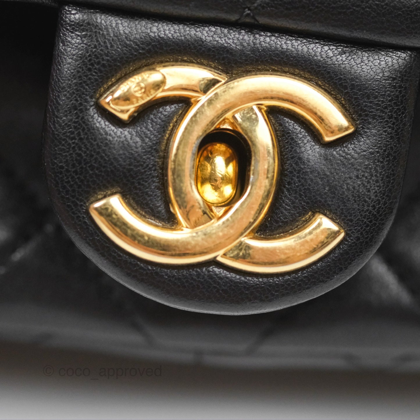 Chanel Mini Top Handle Flap Black Lambskin Aged Gold Hardware