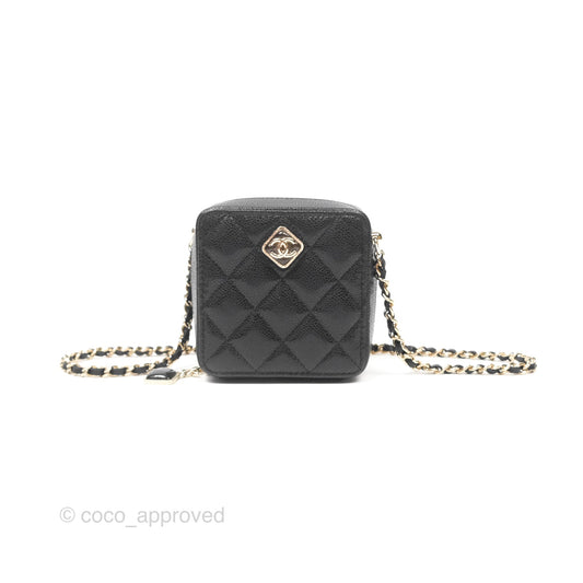 Chanel Mini Clutch With Chain Black Caviar Gold Hardware