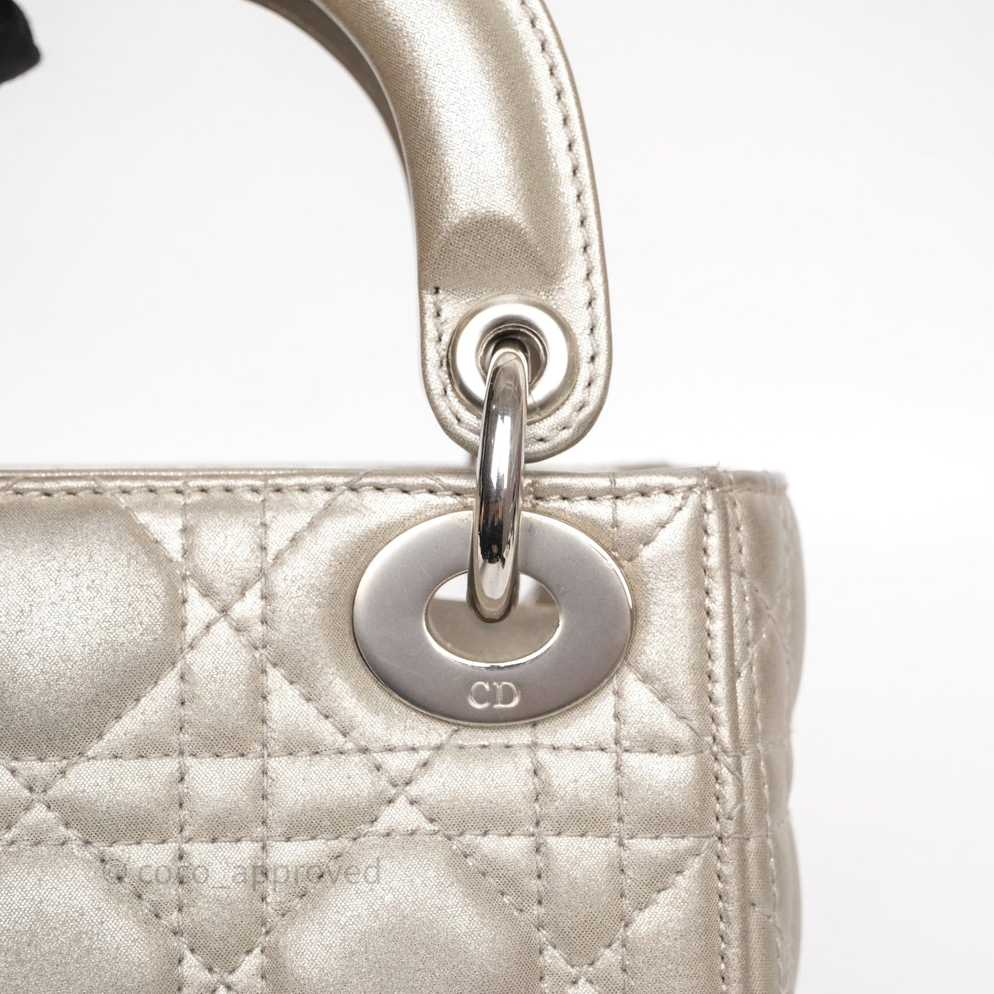 Christian Dior Mini Lady Dior Metallic Silver Nubuck Silver Hardware
