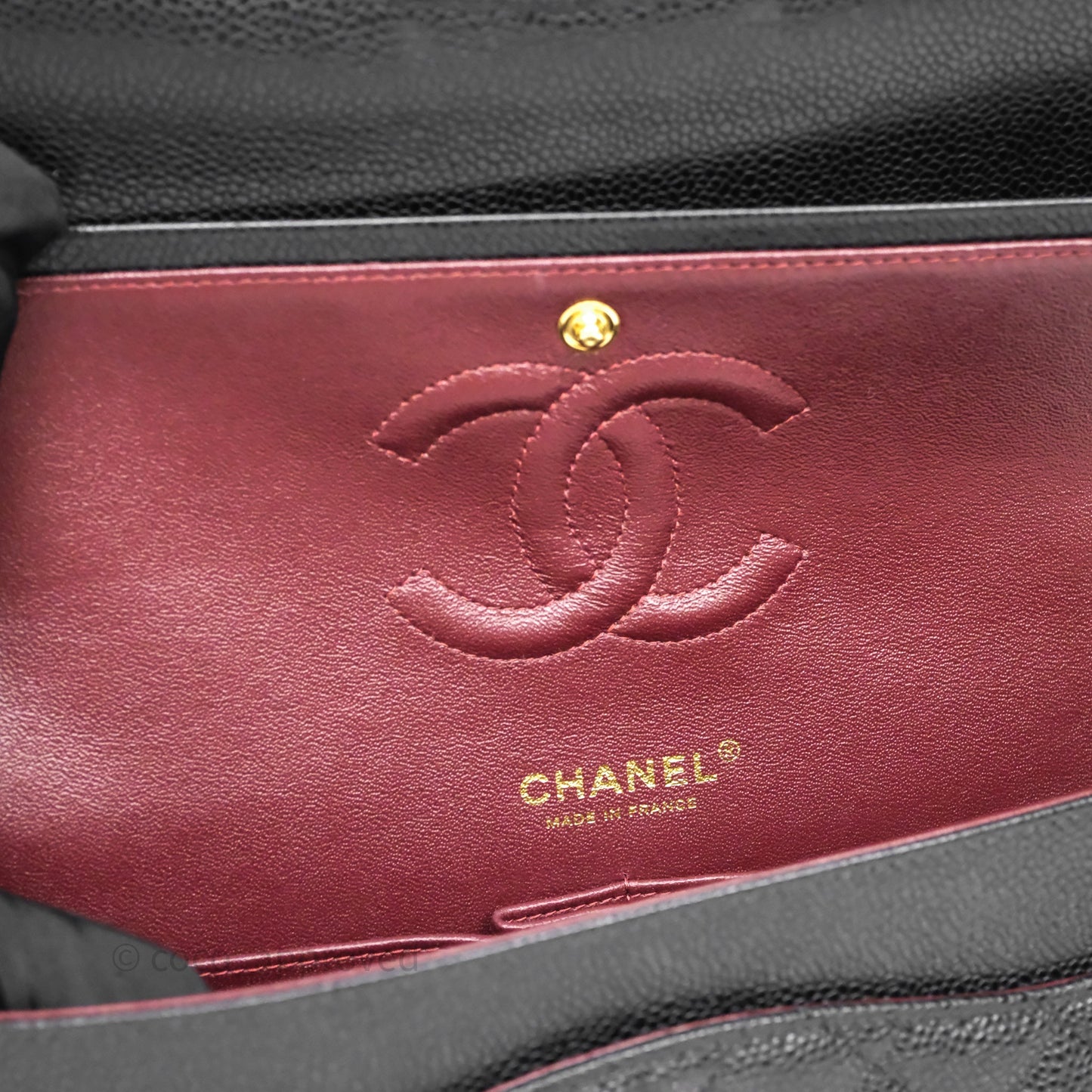 Chanel Classic M/L Medium Double Flap Black Caviar Gold Hardware