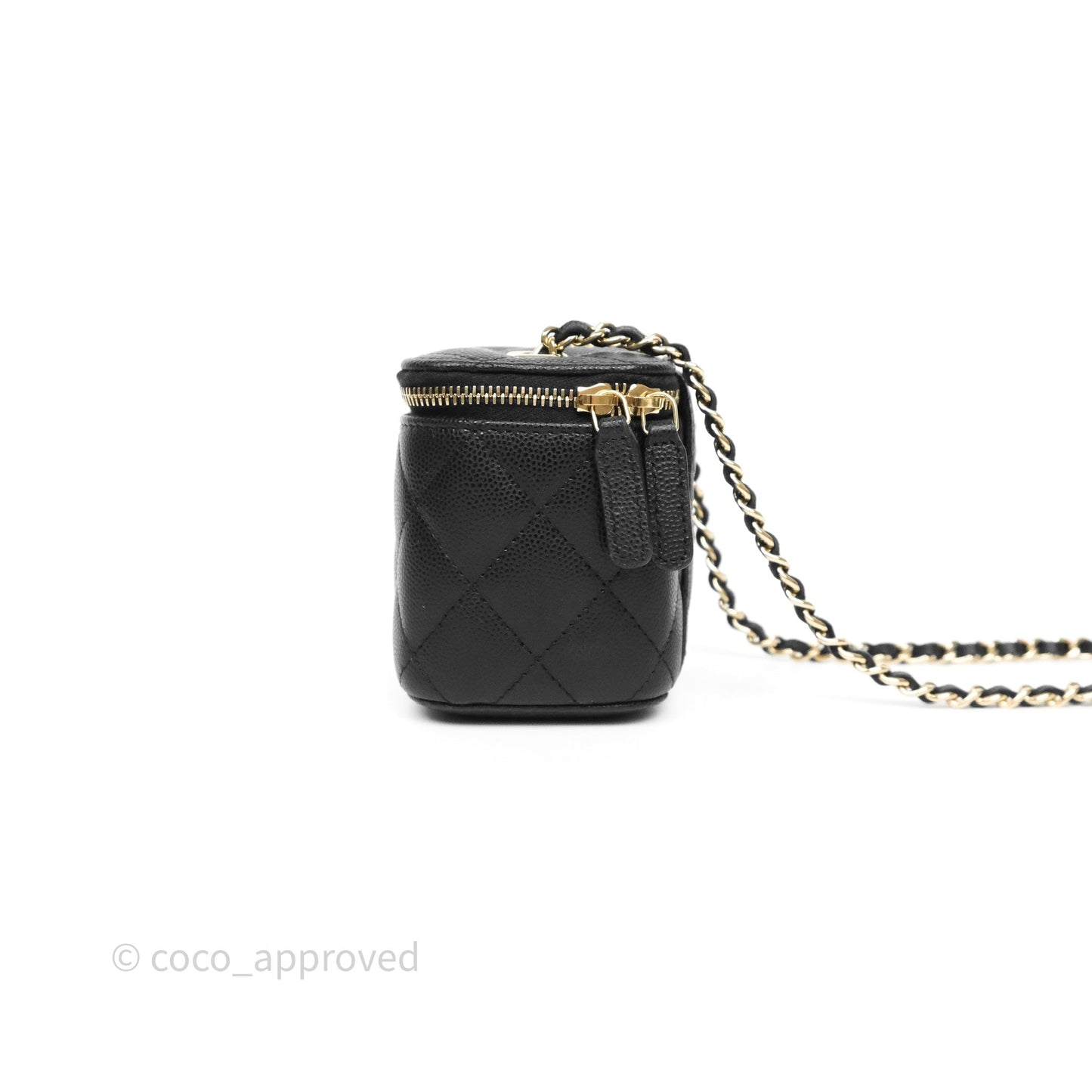 Chanel Mini Vanity With Chain Black Caviar Gold Hardware