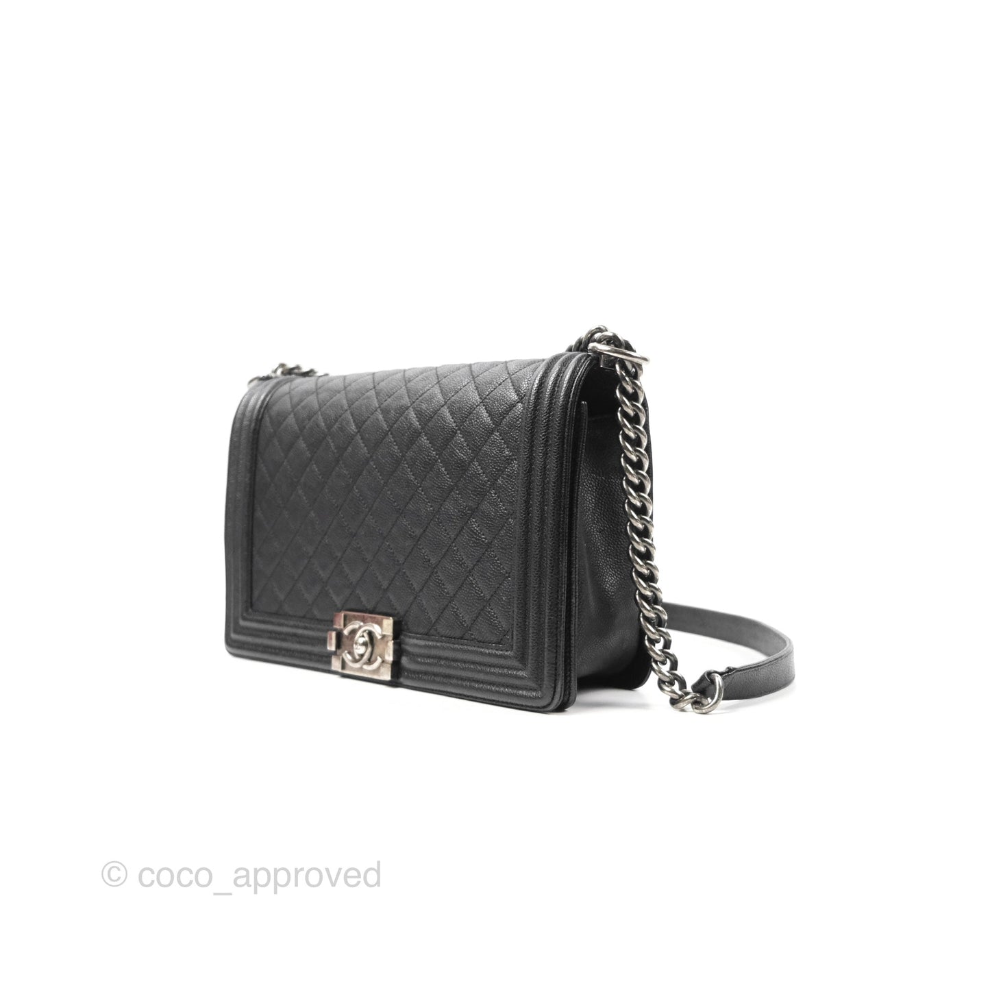 Chanel Quilted New Medium Boy Black Caviar Ruthenium Hardware