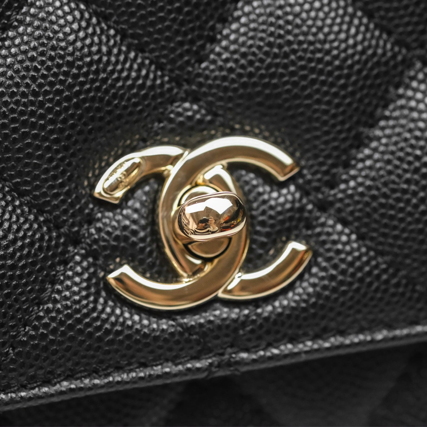 Chanel Mini Coco Handle Quilted Black Caviar Gold Hardware