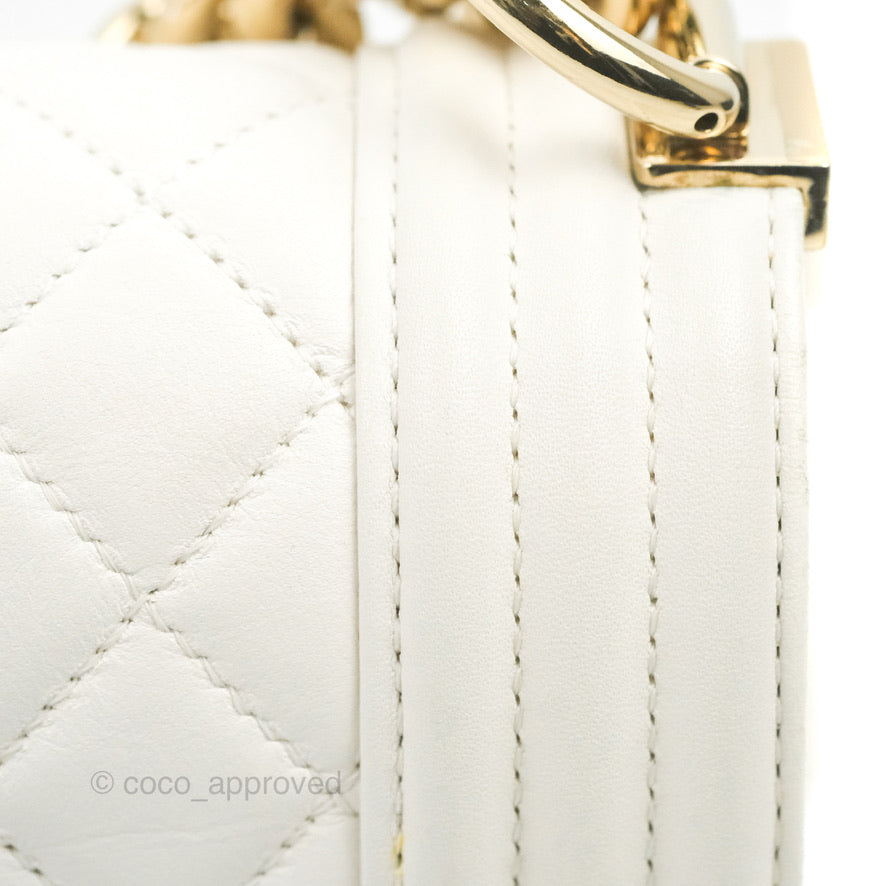 Chanel Medium Boy Bag White Calfskin Gold Hardware