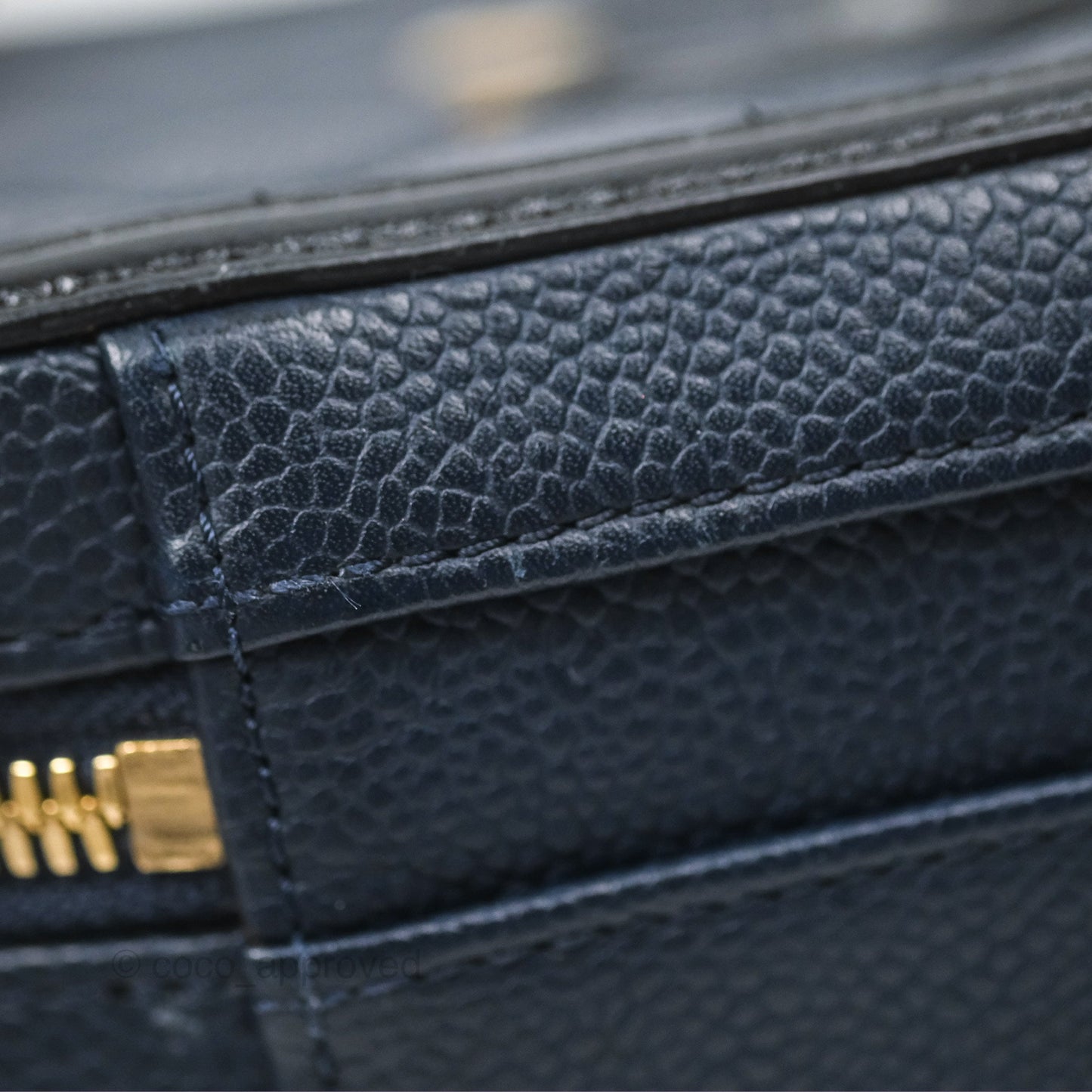 Chanel Quilted Small CC Filigree Vanity Case Navy Black Caviar Gold Hardware