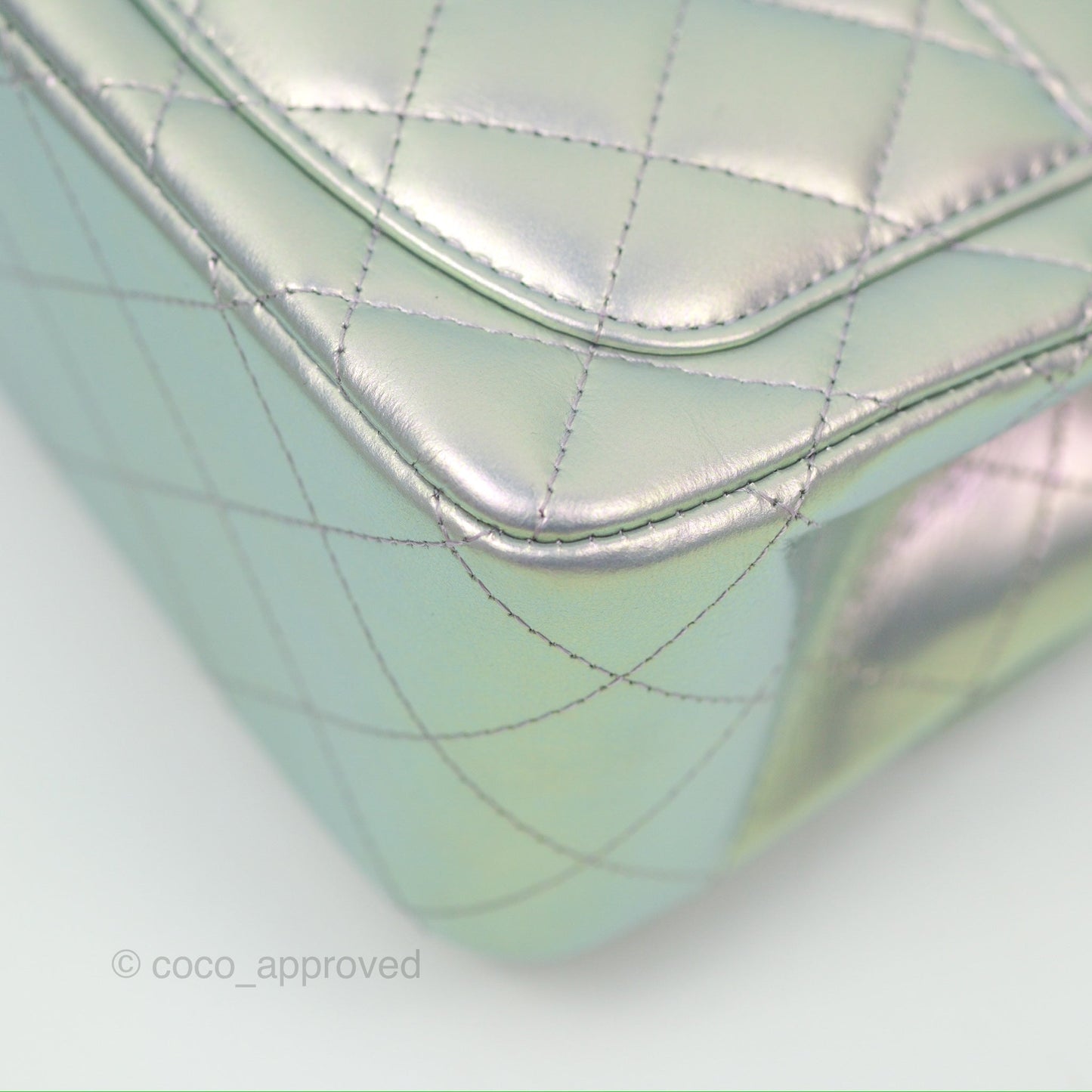 Chanel Mini Square Quilted Iridescent Lilac Silver Hardware 21K