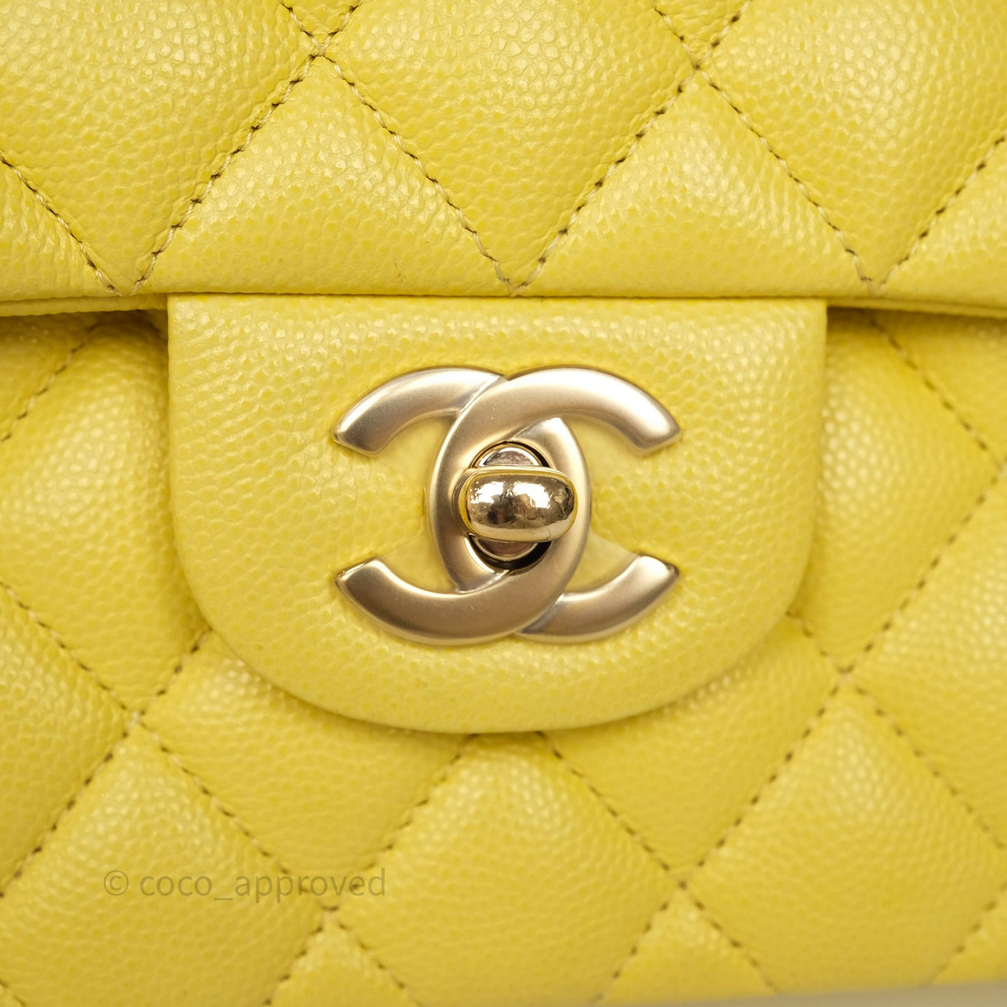 Chanel Small Classic Flap Quilted Yellow Caviar Gold Hardware