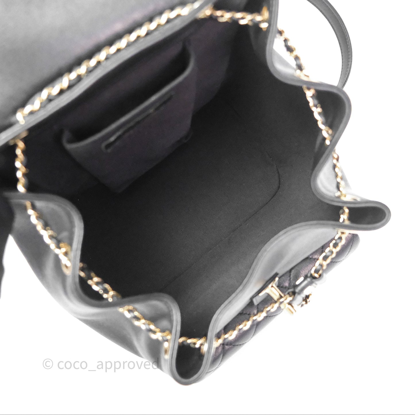 Chanel Quilted Large Duma Drawstring Backpack Black Calfskin
