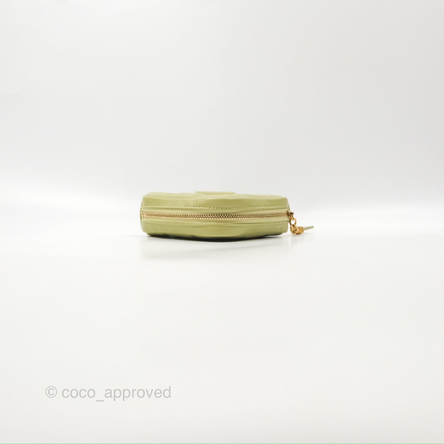 Chanel Diamond Belt Coin Purse Avocado Green Lambskin Aged Gold Hardware