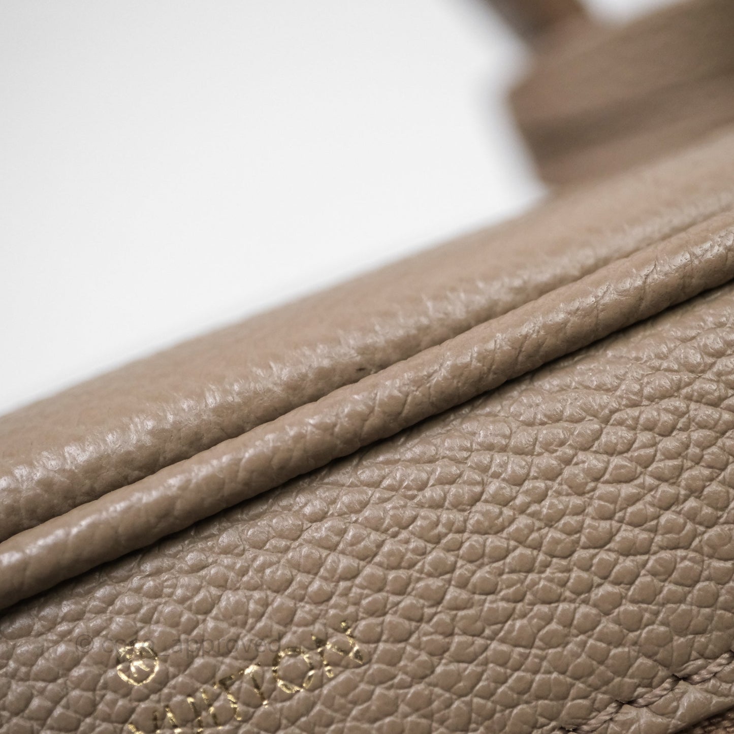 Louis Vuitton Monogram Empreinte Tourterelle Vanity PM Beige Gold Hardware