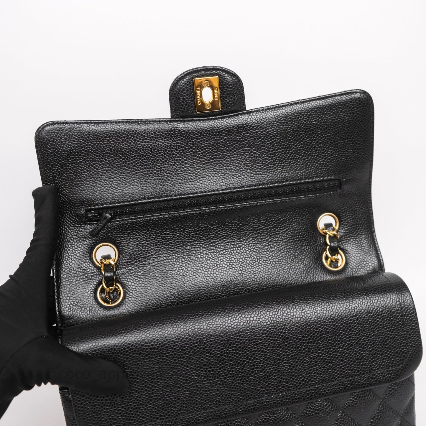 Chanel Classic M/L Medium Flap Quilted Black Caviar Gold Hardware