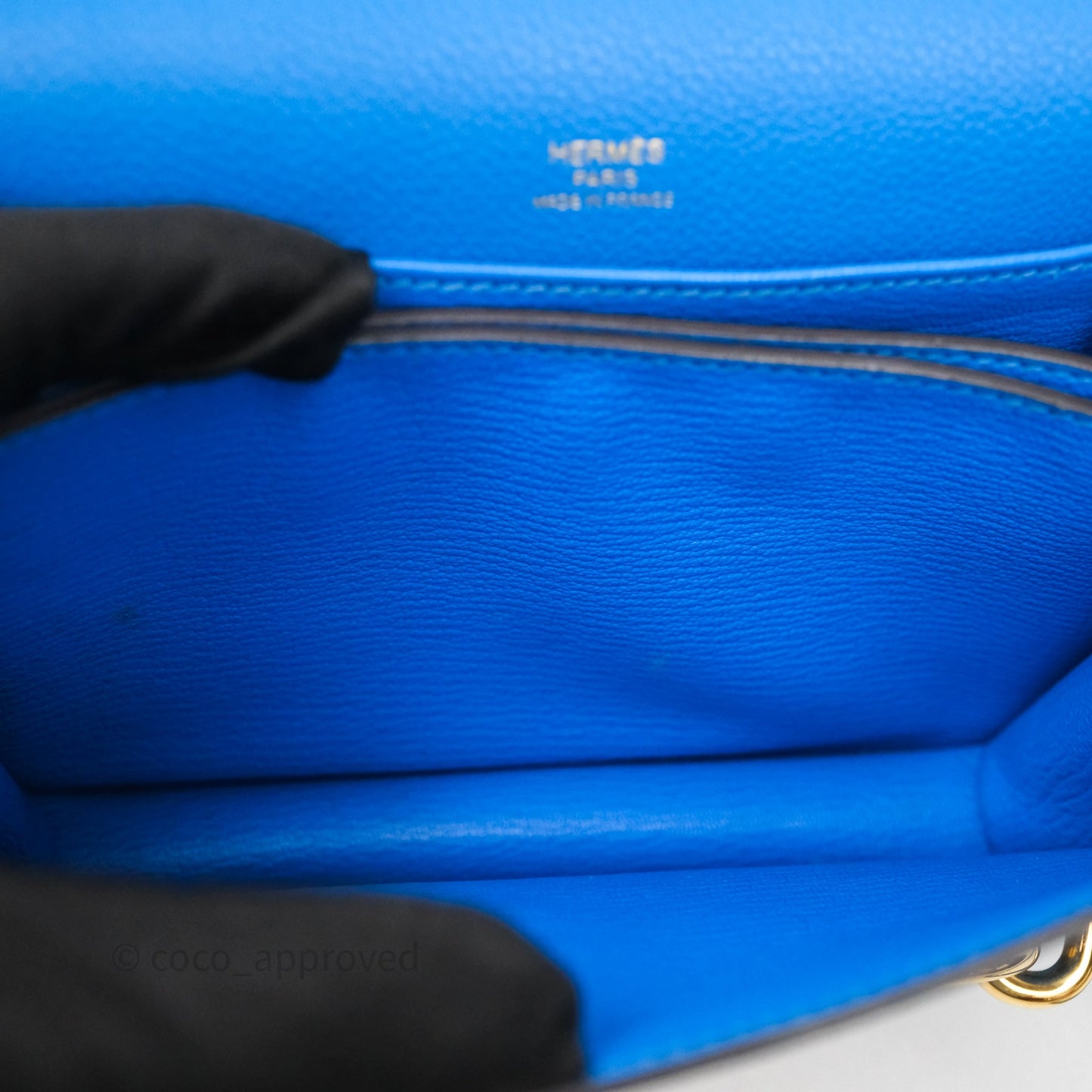 Hermès Roulis Mini 18 Bleu Zanzibar B3 Evercolor Gold Hardware