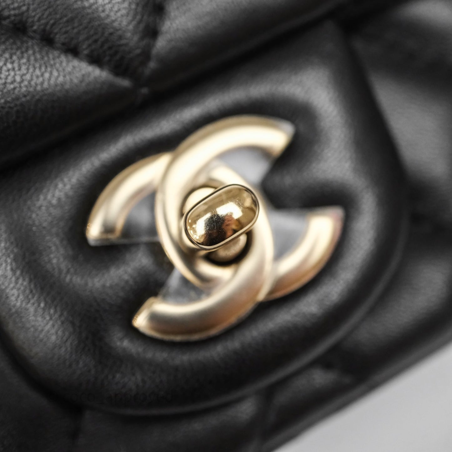 Chanel Mini Square Quilted Black Lambskin Gold Hardware