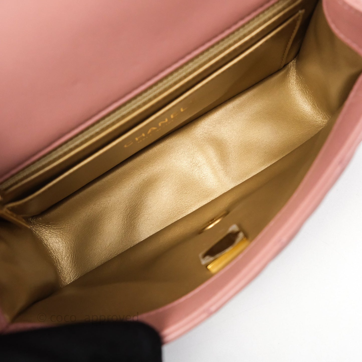 Chanel Mini Rectangular Pearl Crush Dusty Pink Lambskin Aged Gold Hardware