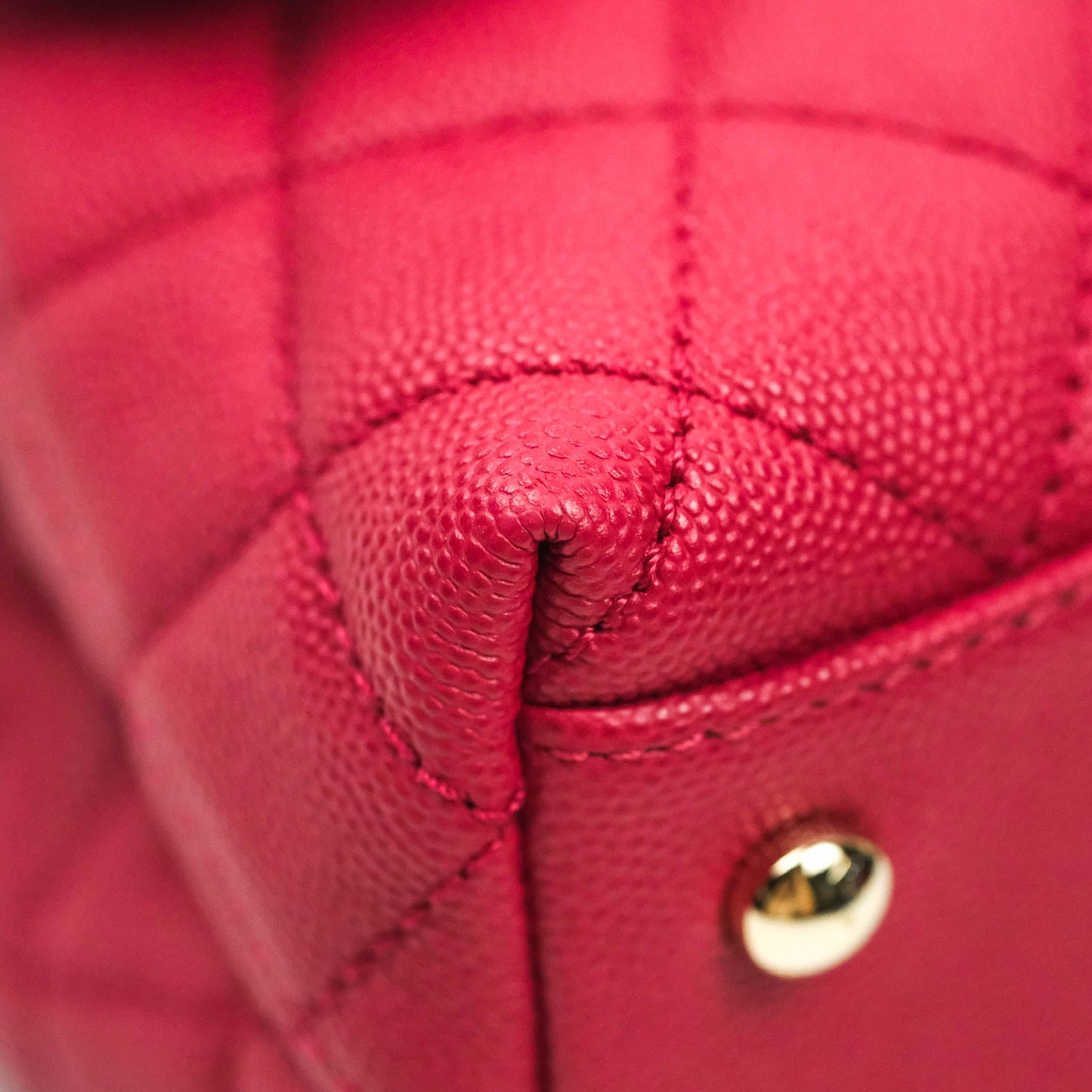 Chanel Small Coco Handle Quilted Caviar Rosy Red Gold Hardware