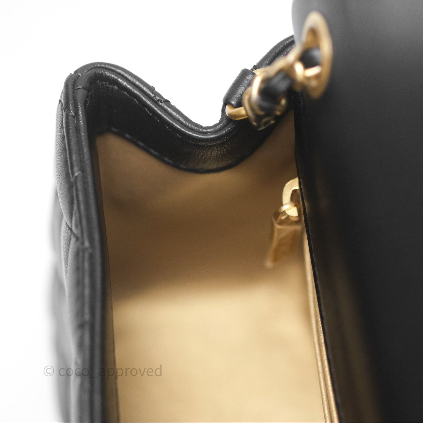 Chanel Pearl Crush Mini Square Quilted Black Lambskin Aged Gold Hardware