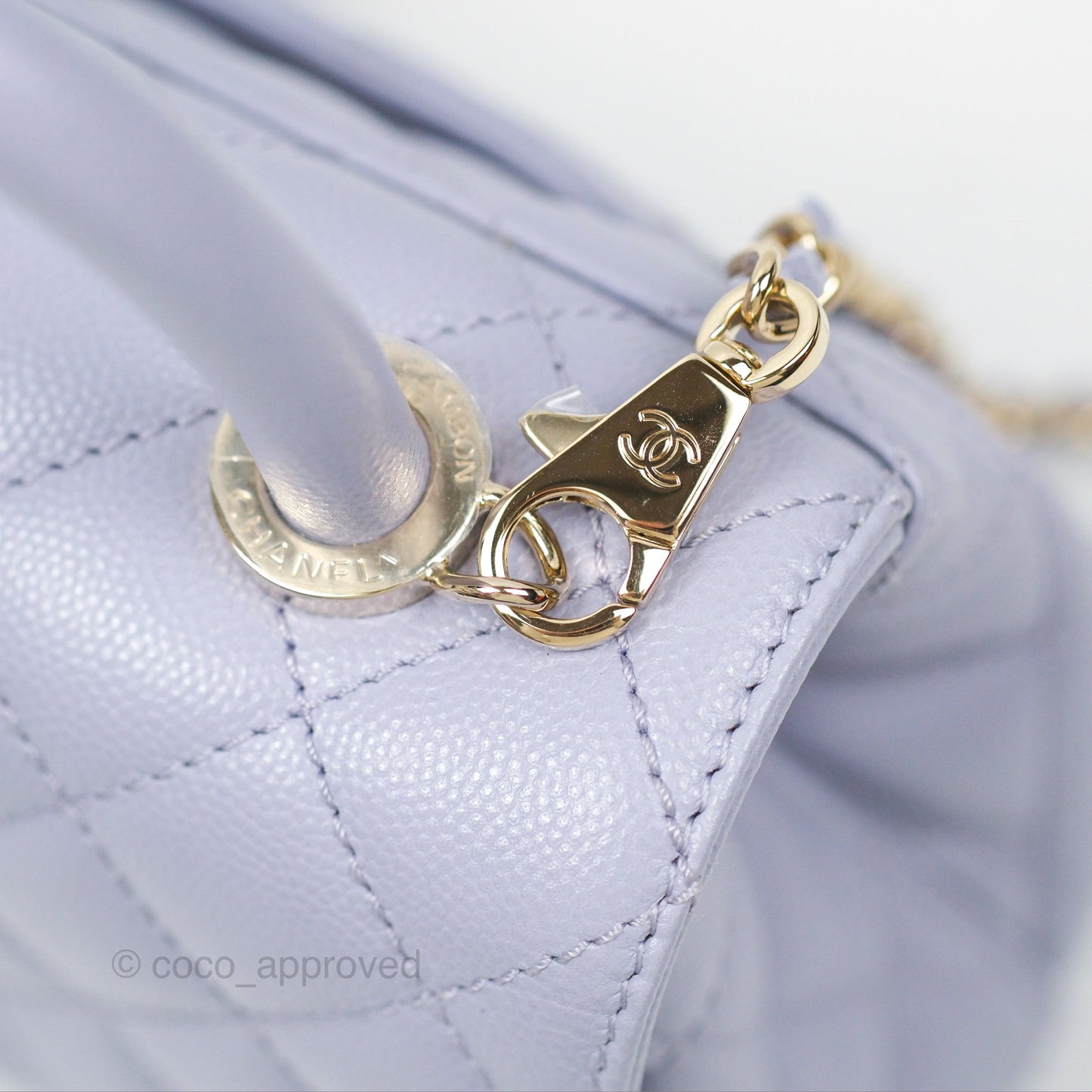 Chanel Mini Coco Handle Lilac Caviar Gold Hardware