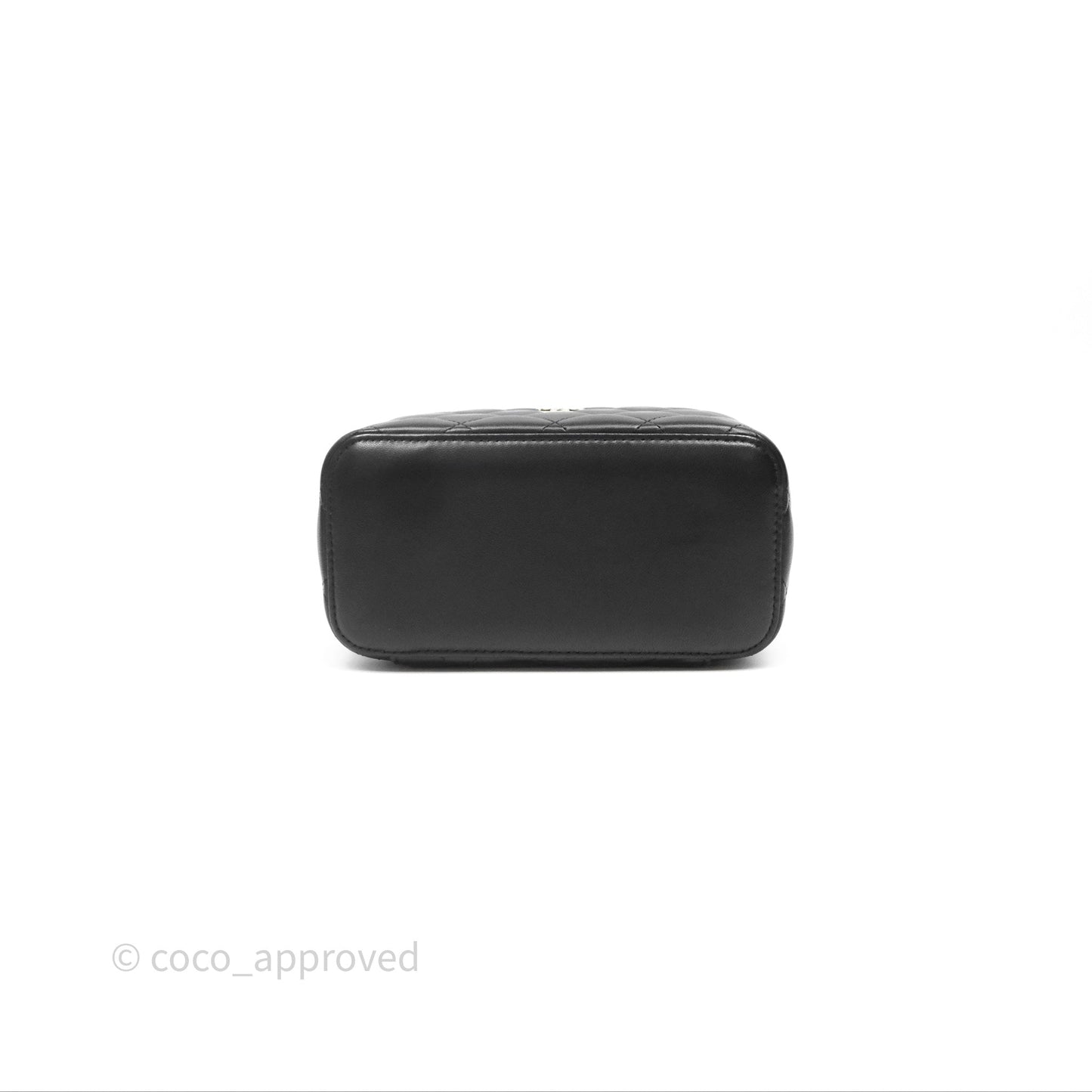 Chanel Classic Vanity Rectangular Top Handle With Chain Black Lambskin Gold Hardware