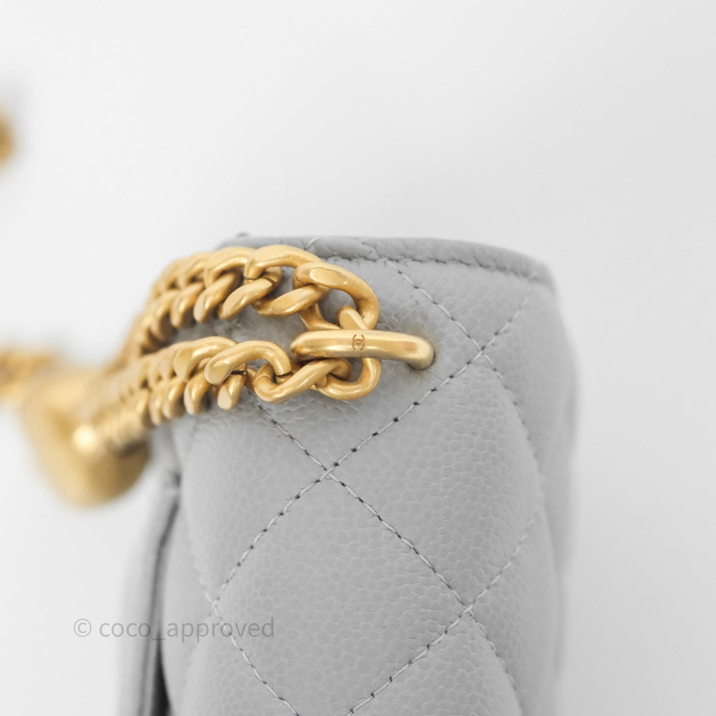 Chanel Heart Adjustable Chain WOC Grey Caviar Aged Gold Hardware