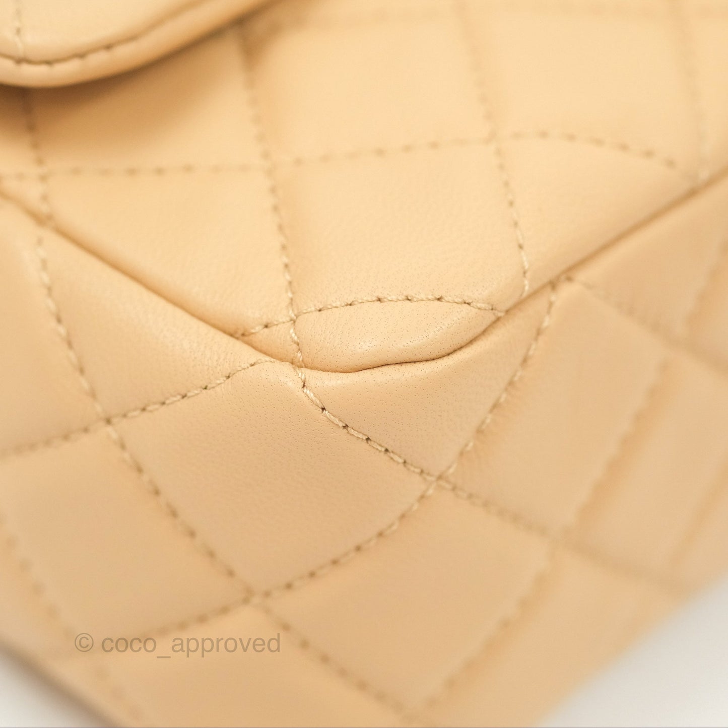 Chanel Pearl Crush Mini Rectangular Beige Lambskin Aged Gold Hardware