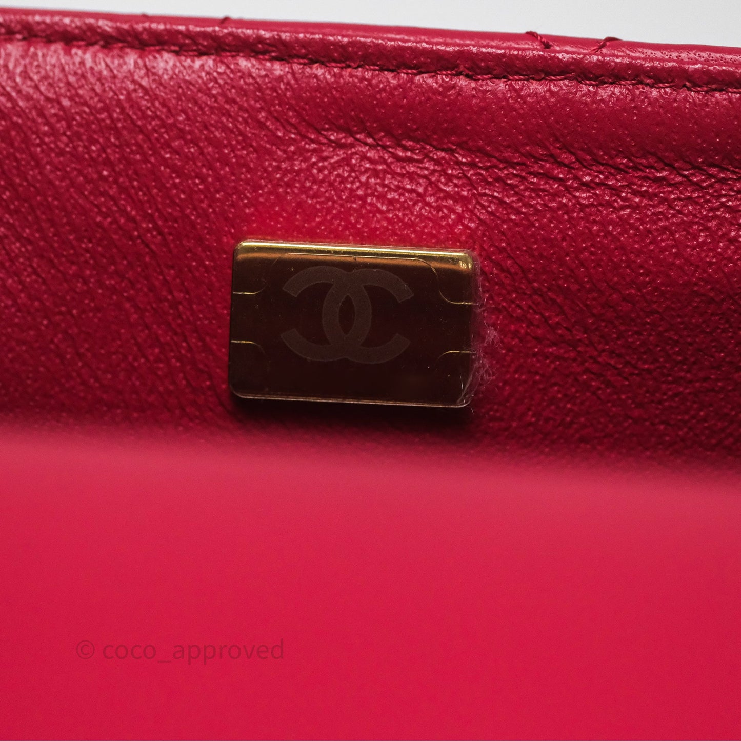 Chanel Top Handle Mini Rectangular Flap Red Lambskin Gold Hardware