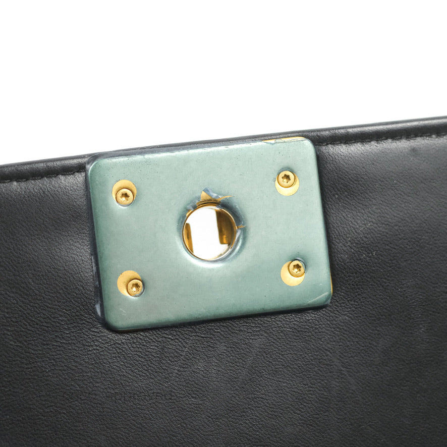 Chanel Small Boy Black Lambskin Aged Gold Hardware