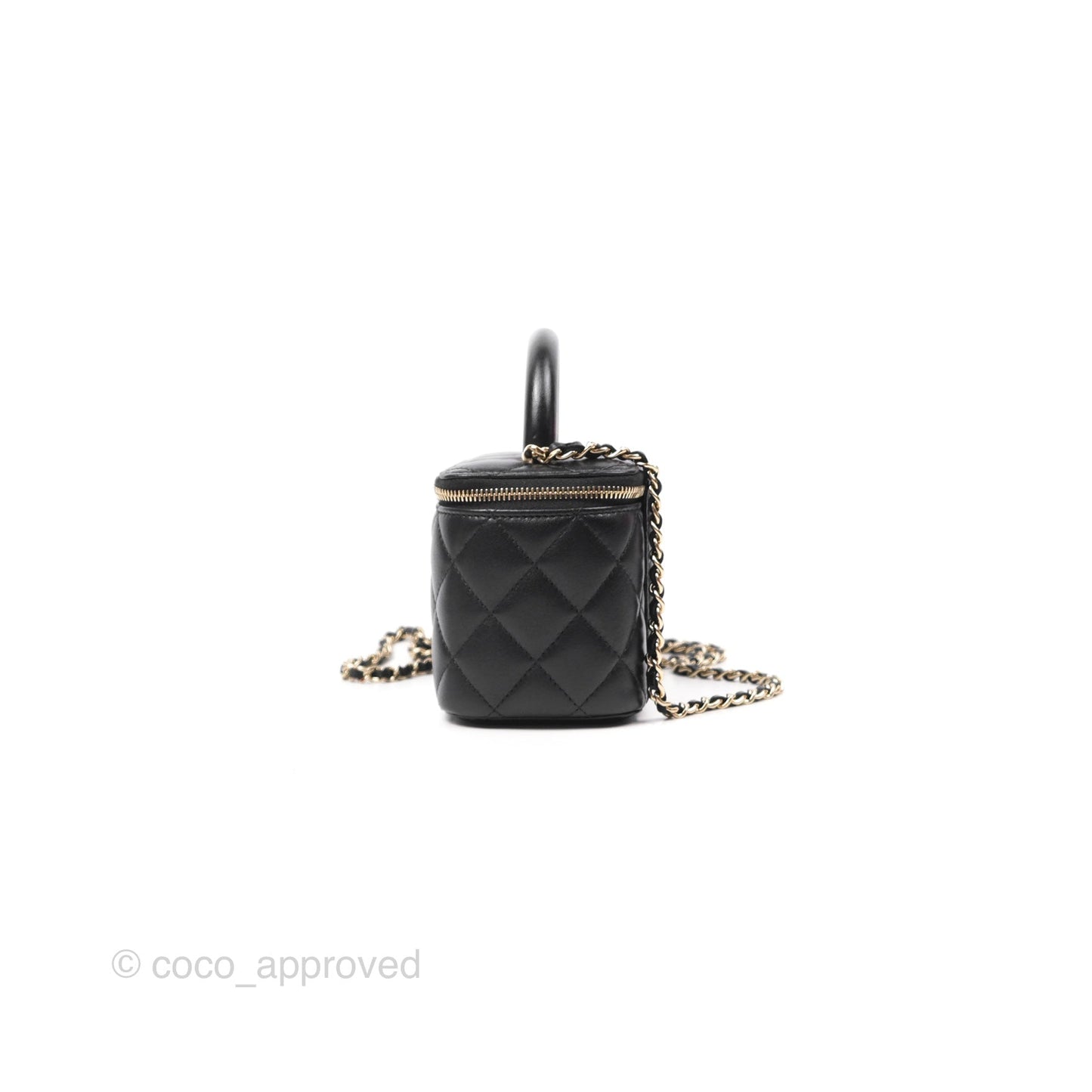 Chanel Top Handle Vanity Rectangular Black Lambskin Gold Hardware