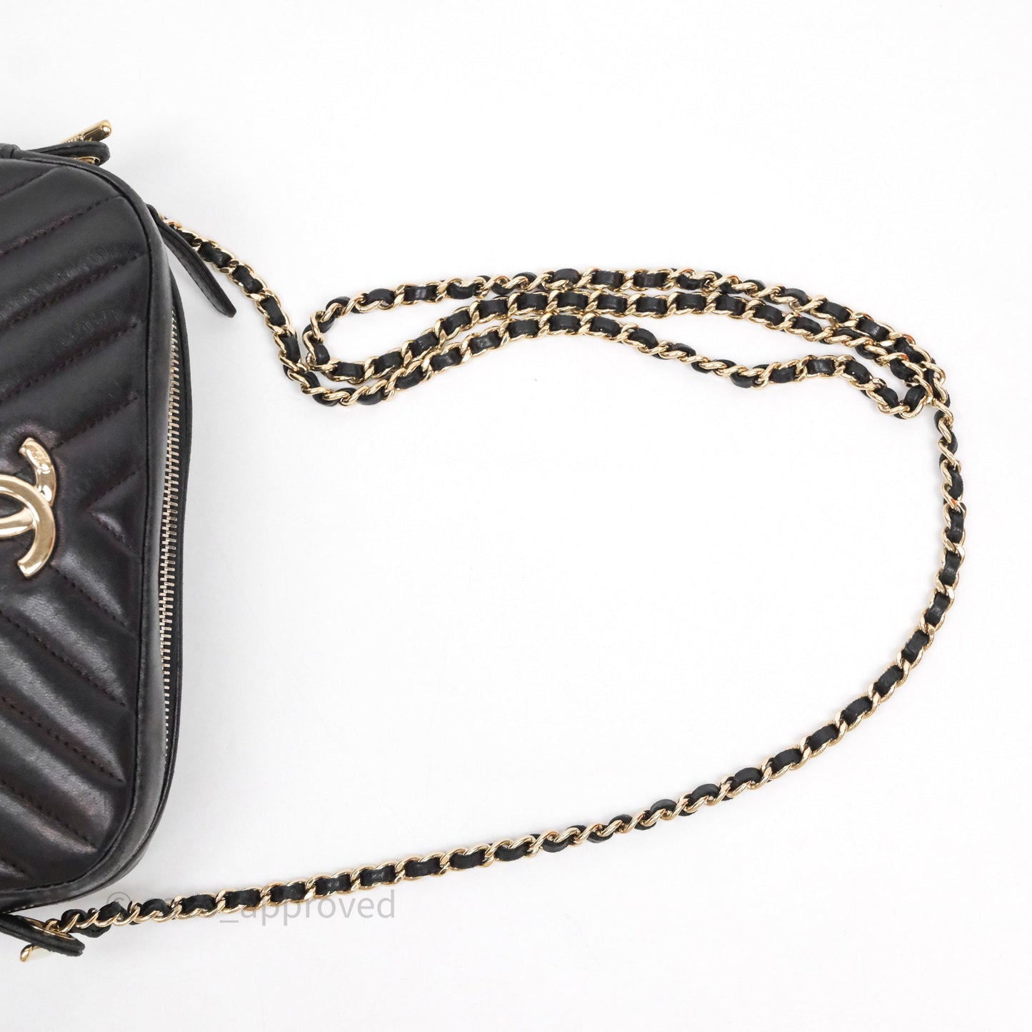 Chanel Chevron Camera Bag Black Lambskin Gold Hardware
