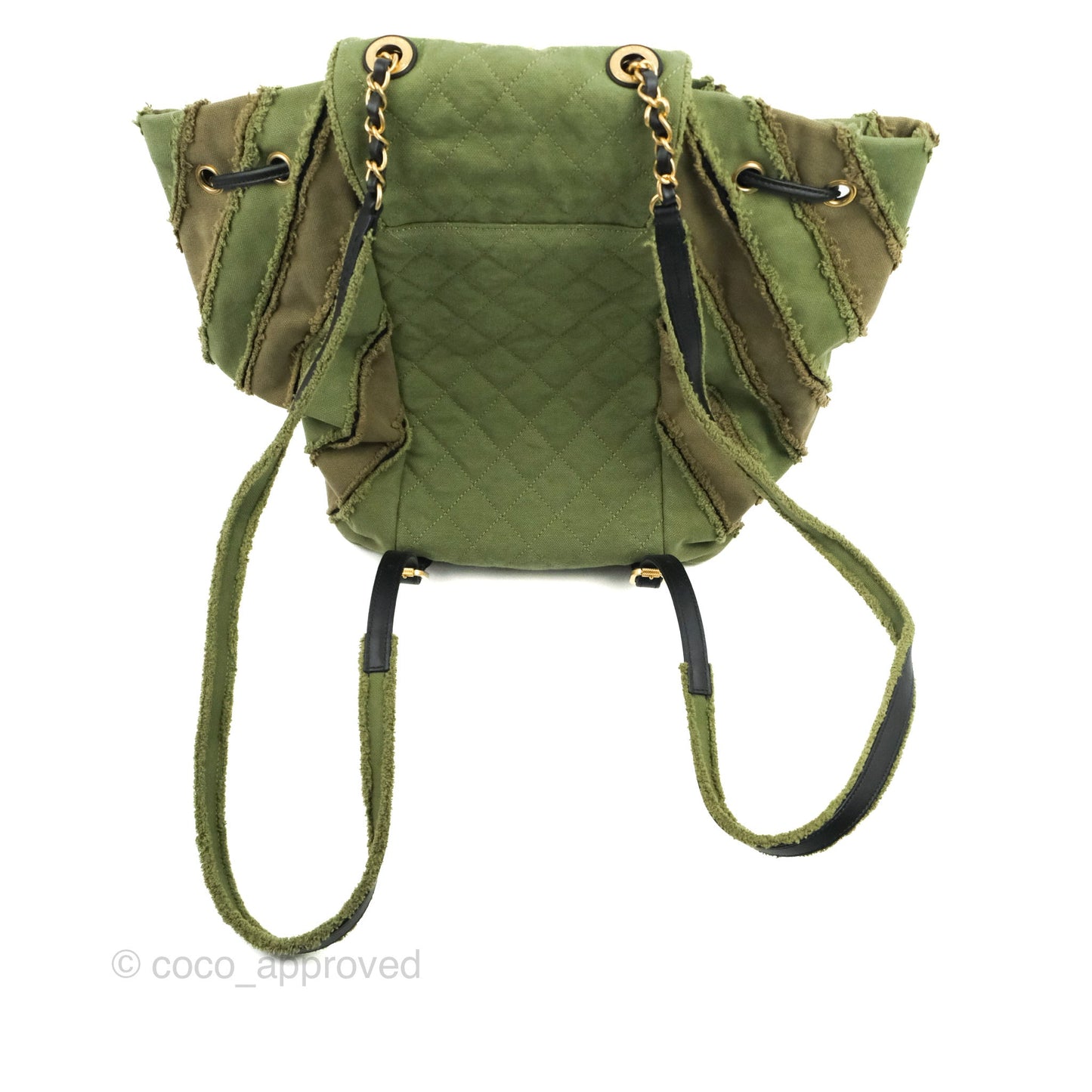 Chanel Coco Cuba Patchwork Chevron Backpack Green Canvas 2017 Cruise