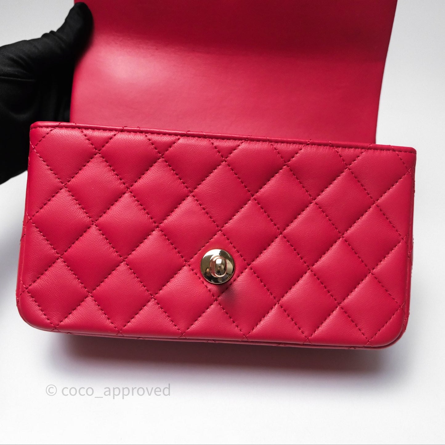 Chanel Top Handle Mini Rectangular Flap Red Lambskin Gold Hardware