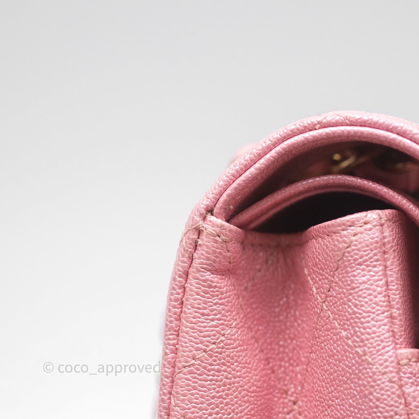 Chanel Quilted Classic M/L Medium Flap Iridescent Pink Caviar Gold Hardware 19S
