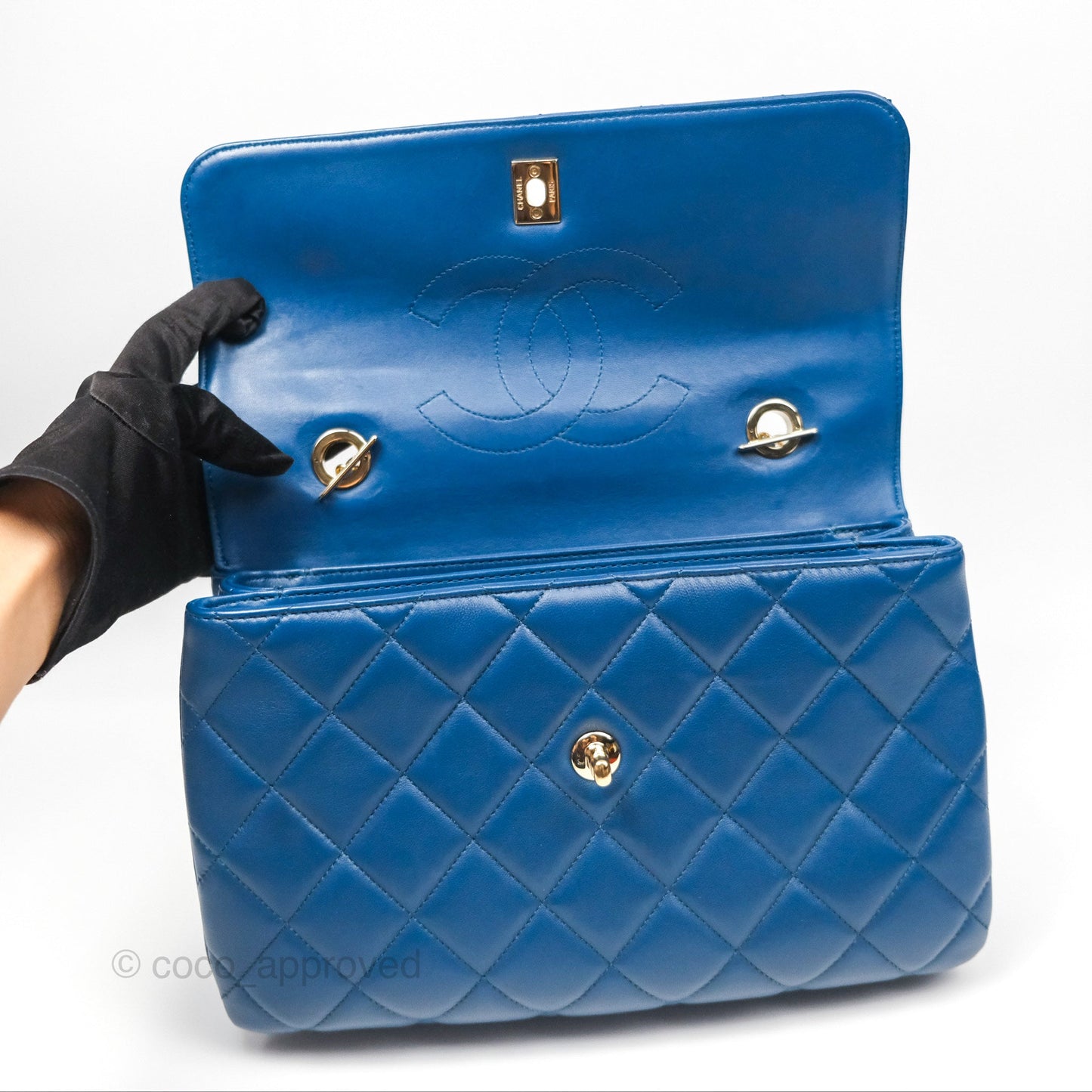 Chanel Medium Trendy CC Navy Blue Lambskin Gold Hardware