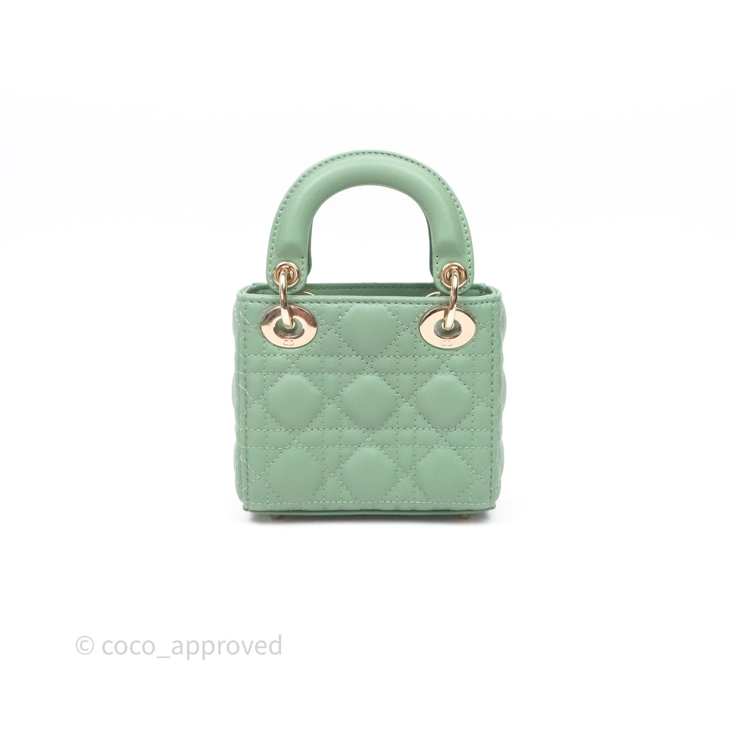 Christian Dior Micro Lady Dior Green Lambskin Cannage Gold Hardware