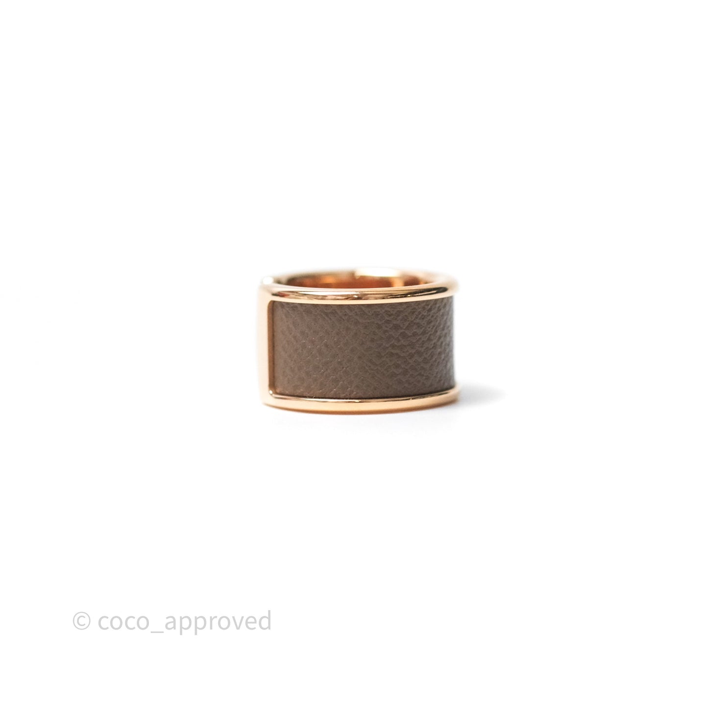 Hermès Olympe Ring Large Model Etoupe 18 Epsom Rose Gold Hardware