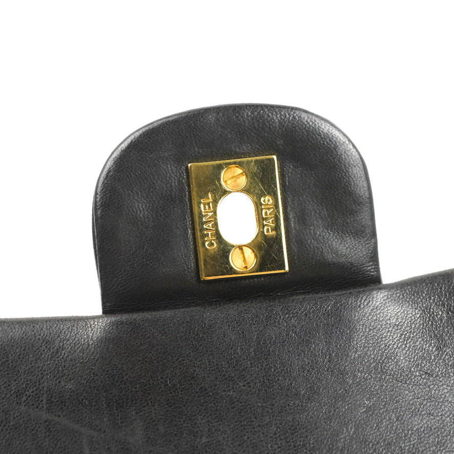 Chanel Classic Vintage Medium Flap Black Lambskin 24K Gold Hardware