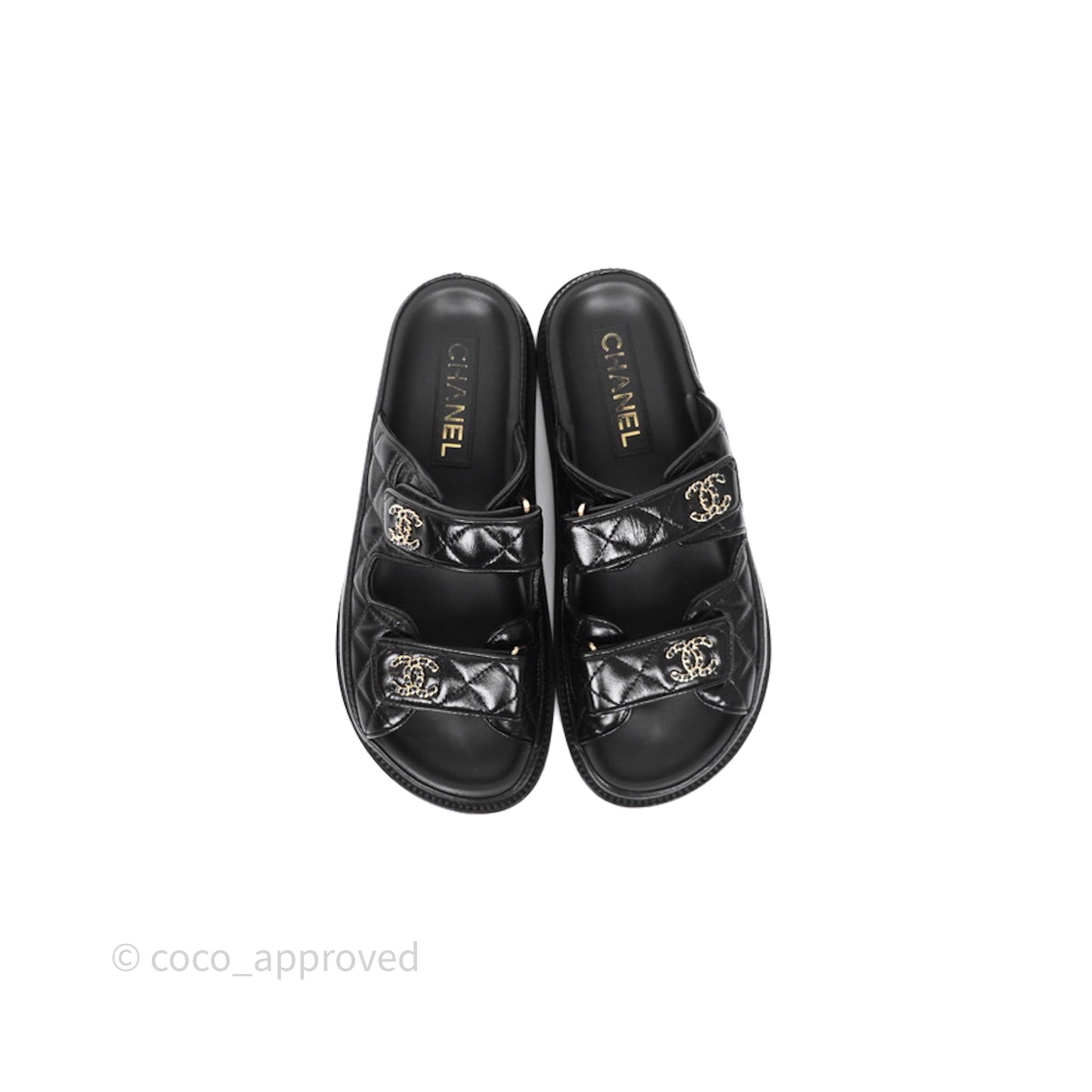 Chanel CC Black Sandals Size 36.5