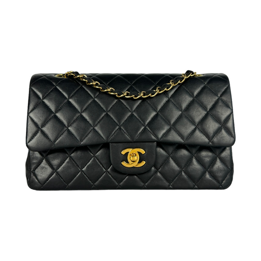 Luxury Chanel Classic Double Flap Medium Black Lambskin Gold