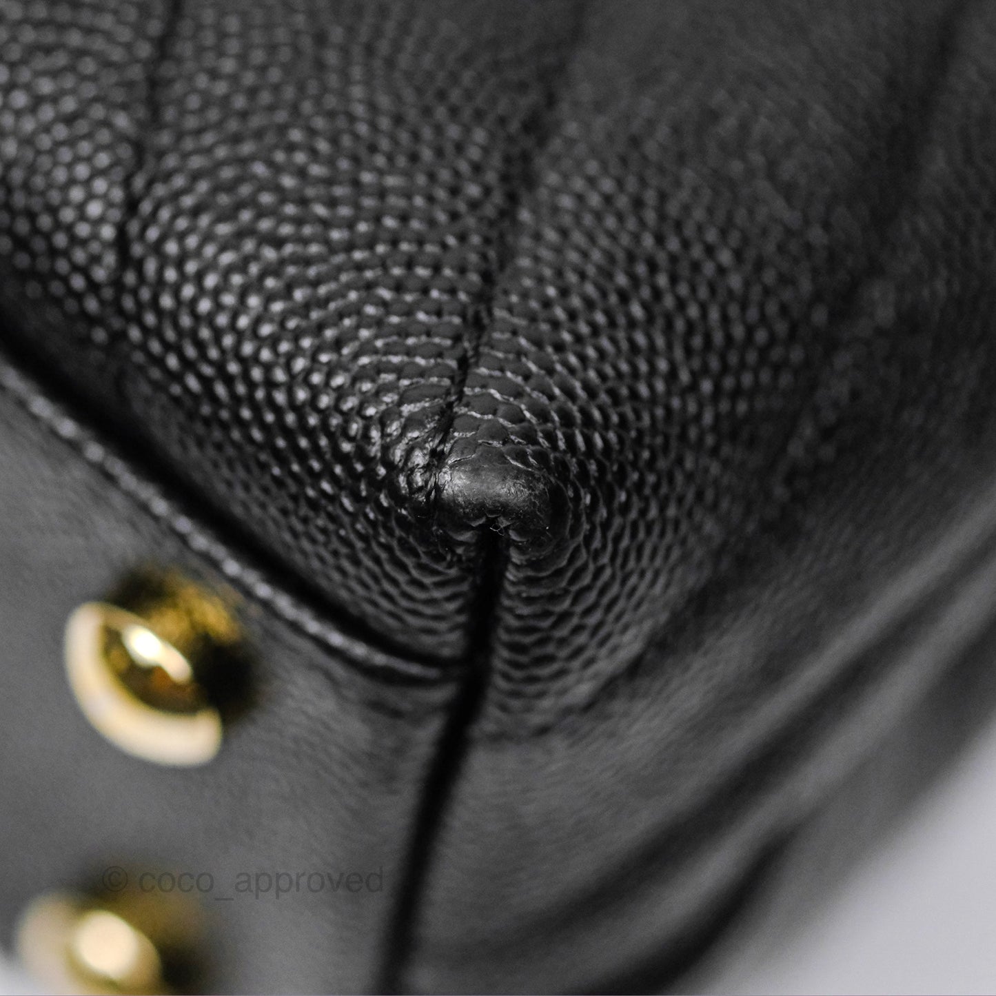 Chanel Small Coco Handle Chevron Black Caviar Gold Hardware