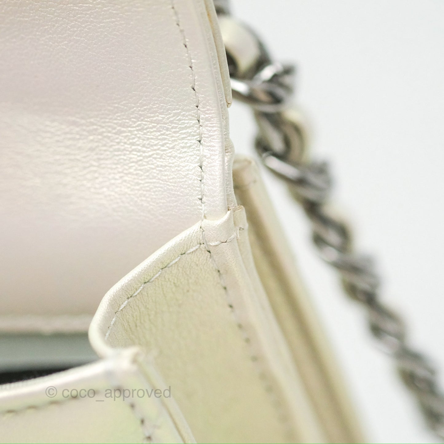 Chanel 19 Phone Holder Iridescent Ivory Mixed Hardware